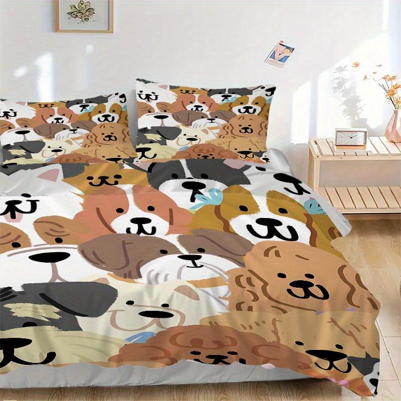 3pcs Cute-Dogs Bedding Set, Ideal for Home Use, Suitable for Bedroom Decor (1*Duvet Cover + 1/2*Pillowcases, No Core) yy250821227