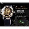 WINNER Orologi da polso meccanici scheletrati da uomo con display a diamante, lancette luminose retrò dorate nere, orologio di lusso delle migliori marche