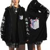 Útok Titánů Módní Vzor Tištěná Mikina na Zip Módní Ležérní Pánská a Dámská Fleecová Univerzální Punk Styl Mikina