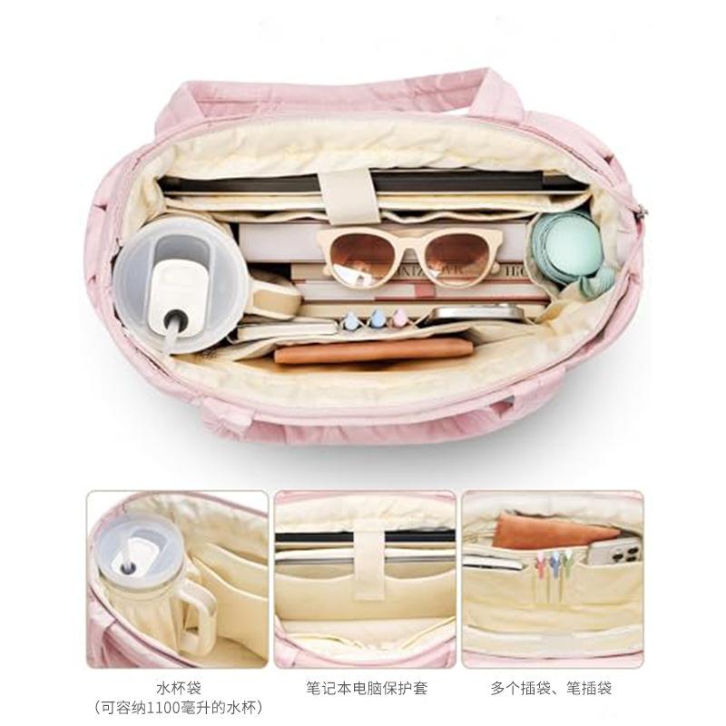 Large-capacity Tote Bag Quilted Multi-layer Shoulder Bag Lightweight Fluffy and Portable Handbag