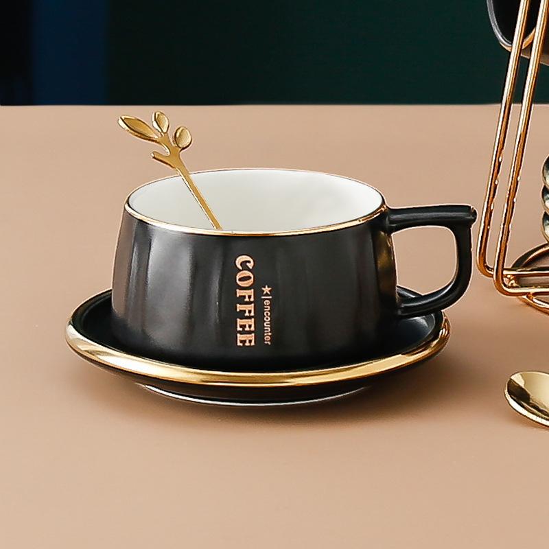 Keramik-Kaffeetassen-Set für Zuhause, Büro, Nachmittagstee mit Löffel für Paare, Männer und Frauen, Frühstückstasse