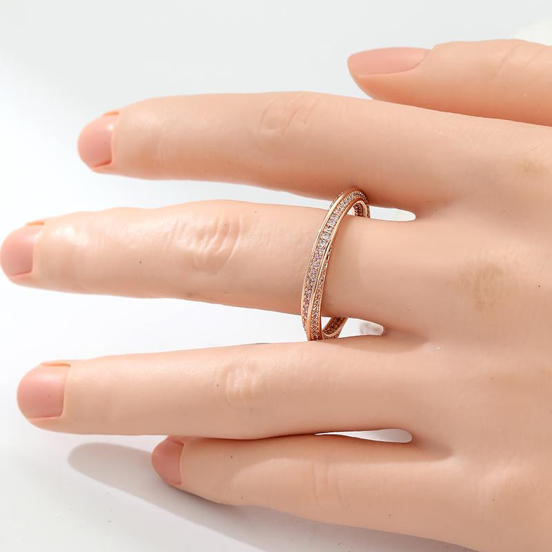Minimalist Inlaid Multicolored White CZ Women's Ring Classic Gold Color Geometry Daily Wear Party Jewelry Anniversary Gift