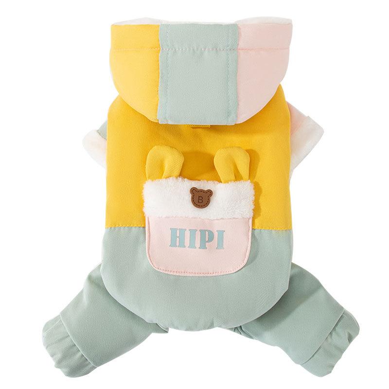 New Dog Autumn and Winter Thickened Warm Three-dimensional Pocket Traction Four-legged Cotton-padded Clothes Small Dog Cat Pet Clothes