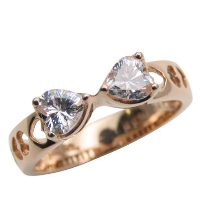 Used Ring EU#53.5 Silver925/Rhinestone 2.8g Pink Gold Heart