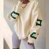 Women Casual Print Pullover Sweatshirt Stylish Loose Thick Long Sleeve Top