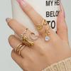 18K Gold-Plated Stainless Steel Zirconia Triple Band Ring - European American Fashion Index Finger Ring