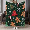 Cozy Christmas Gingerbread Men & Candy Canes Flannel Throw Blanket - Soft Warm Weighted Bedspread Suitable for Couch, Bed, Travel, Machine Washable Da