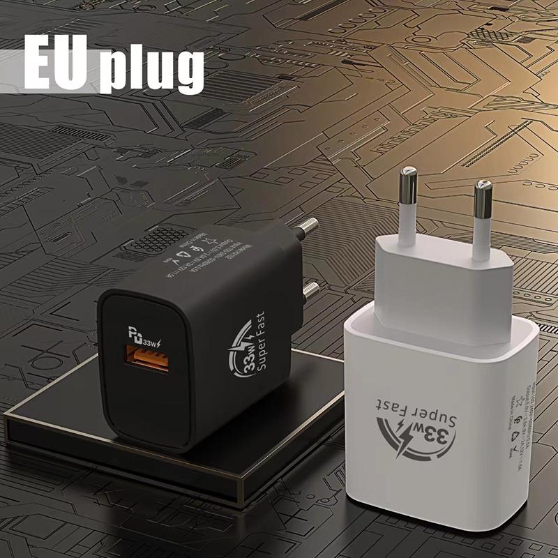 33W Usb Phone Charger Pd Fast Charging Power Adapter For Iphone For Ipad For Samsung Huawei Xiaomi Tablet Wall Eu/Us/Uk Plug