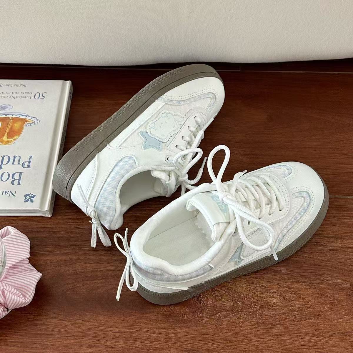 

Retro niche women s autumn star kitten white shoes breathable casual sports board shoes 40 синий