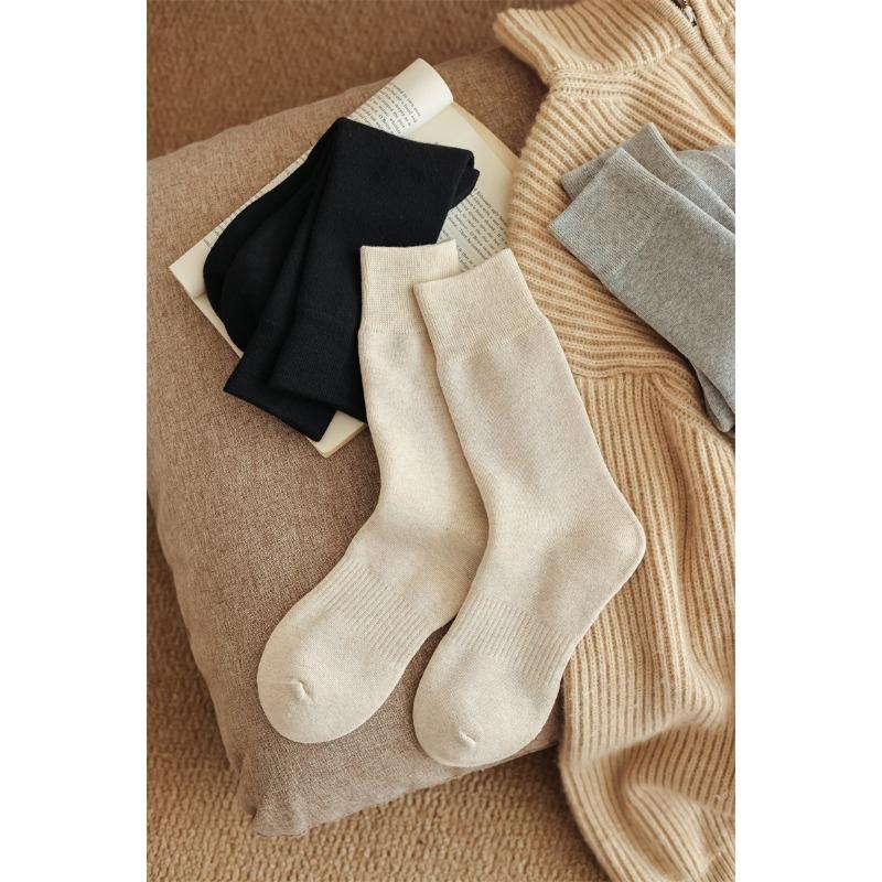 Men's Autumn and Winter Pure Cotton Plus Velvet Warm Hair Ring Boneless Tube Socks