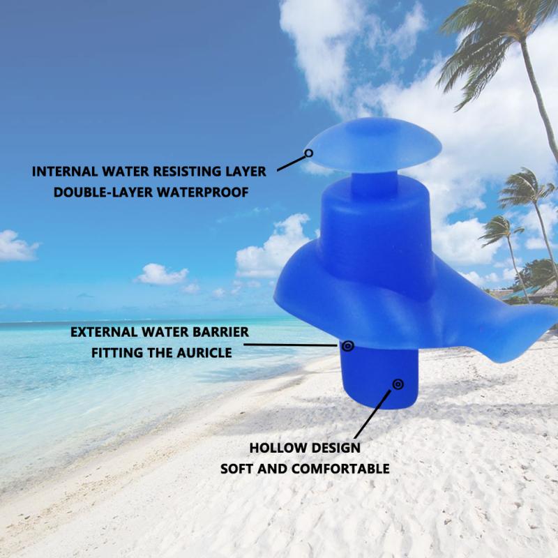 6 Sets Swimming Ear Plugs Professional Waterproof Reusable Silicone Earplugs Nose Clip Set With Case
