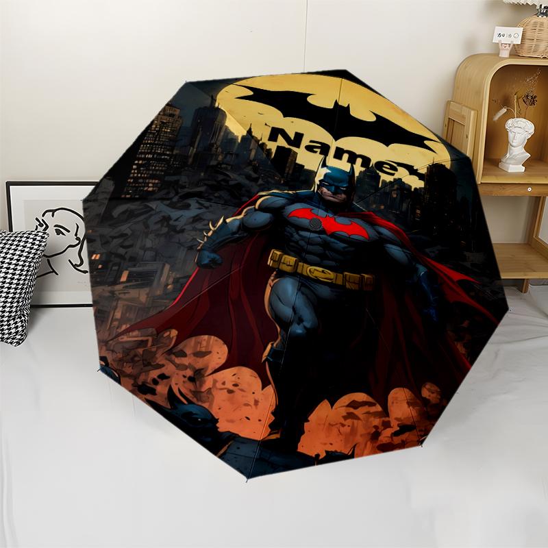 Custom Name Batman Theme Automatic Umbrella, Lightweight & Portable, 8 Rib, Perfect for Outdoor Travel, Birthdays, Christmas, Gifts.