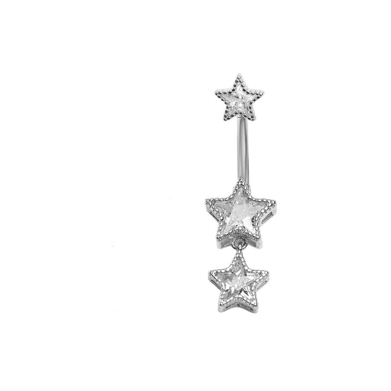 Crystals Star Dangled Belly Button Rings Stainless Steel Dainsty Zircon Navel Ring Belly Piercing Body Jewelries