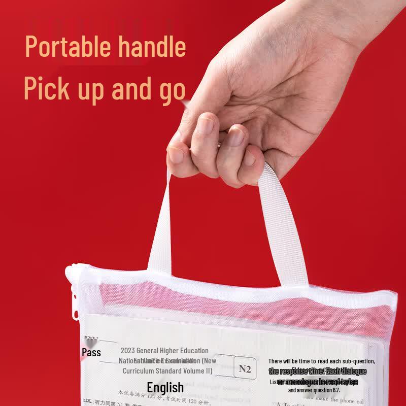 Deli A4 Exam Transparent Mesh Zipper Pouch