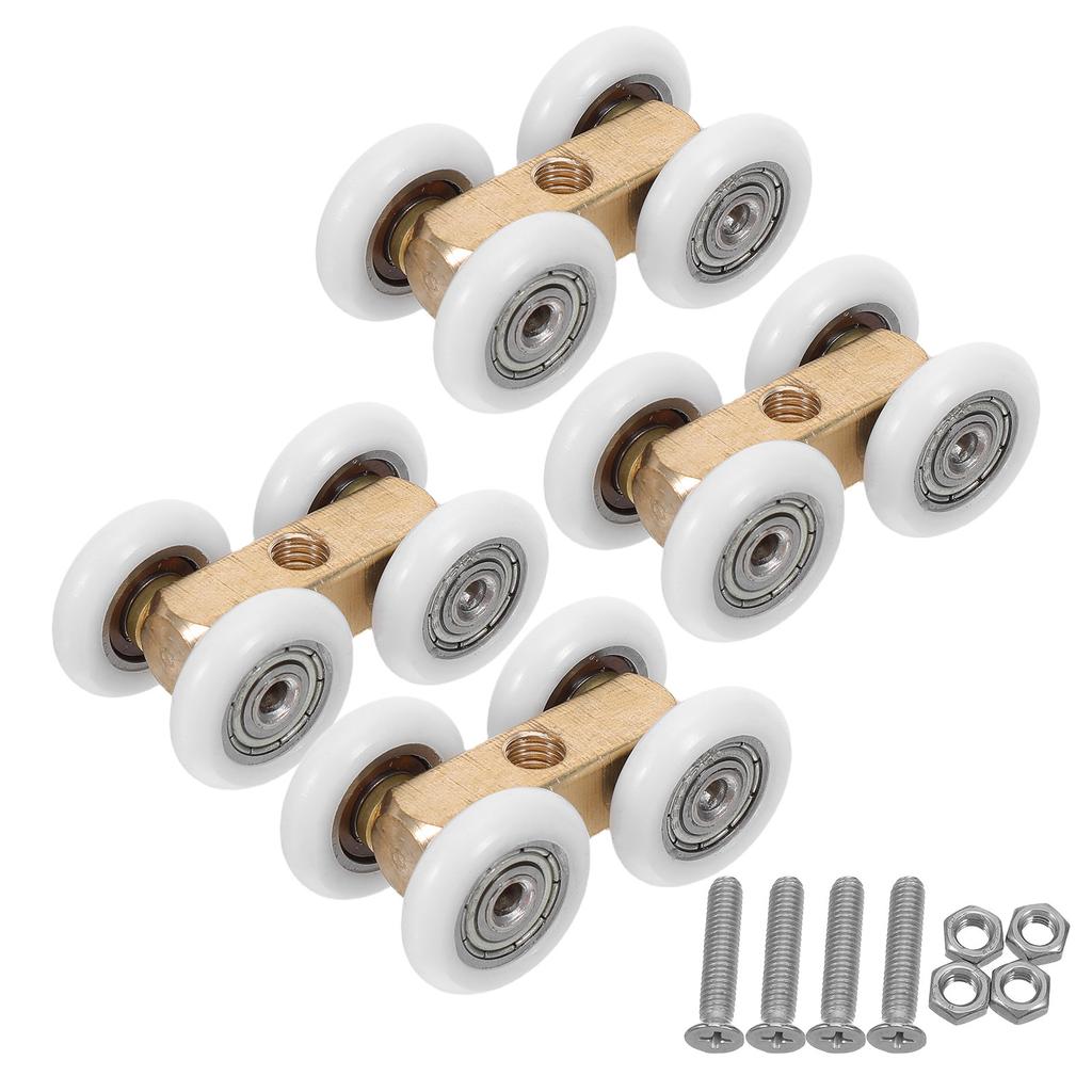 4Pcs Bathroom Glass Sliding Door Rollers Copper Bearing Shower Screen Wheel Replacement Smooth Sliding Shower Door Pulley