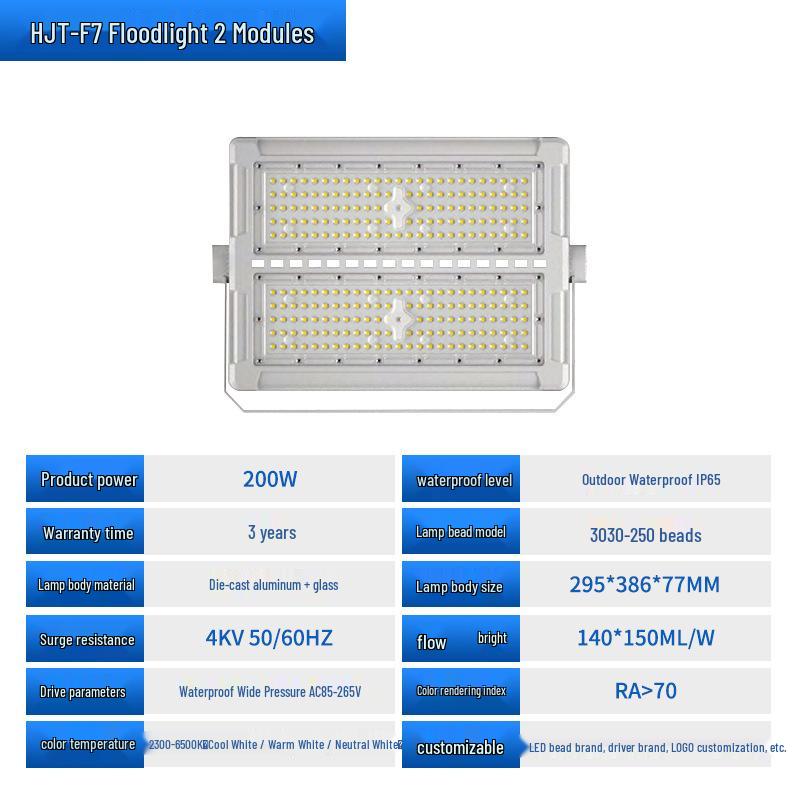 50W LED Floodlight: Outdoor Waterproof Square High Mast Light for Tunnels, Construction Sites, Roads, Docks, Factories, and Stadiums.