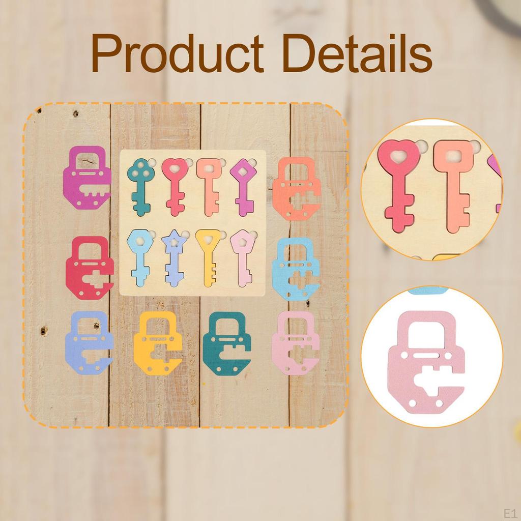 Wooden Lock and Key Puzzle Matching Toy Compact Early Learning Portable Color Recognition