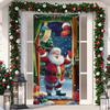 1 Stück Frohe Weihnachten Baum Türabdeckung Banner Polyester Schneemann Weißes Weihnachtsmuster für Heiligabend Neujahr Feiertagsparty Haustür Heim Wanddeko