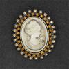 Crystal Rhinestones Cameo Vintage Brooches for Women Queen's Cameo Beauty Head Brooch Pin Clothing Accessories Girls Gifts