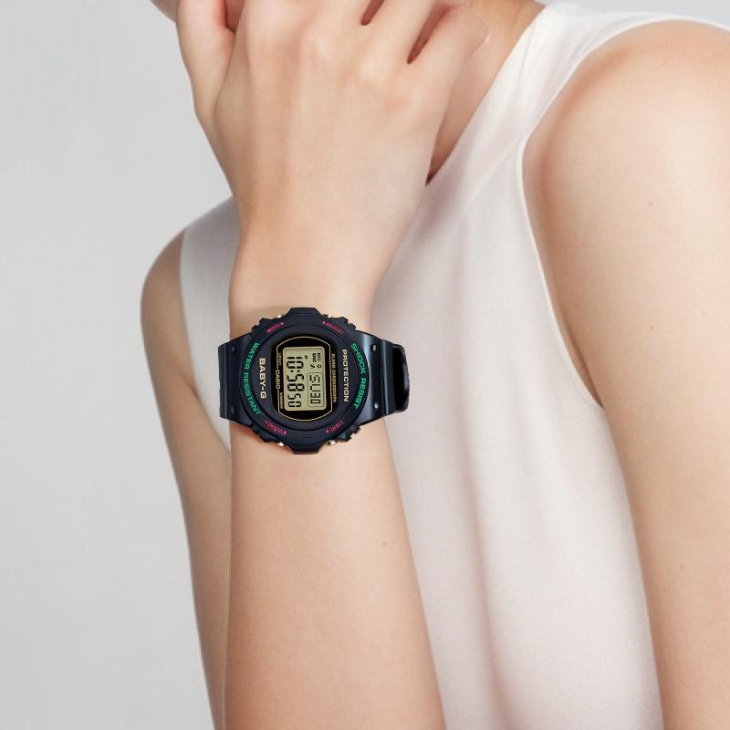 Casio BABY-G 90's retro trend classic small round watch LCD display sports waterproof quartz movement resin strap Japanese and Korean BGD-570TH-1PRD