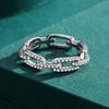 925 Silver Geometric Cubic Zirconia Stackable Ring for Women Trendy Platinum Plated Party Jewelry Accessories