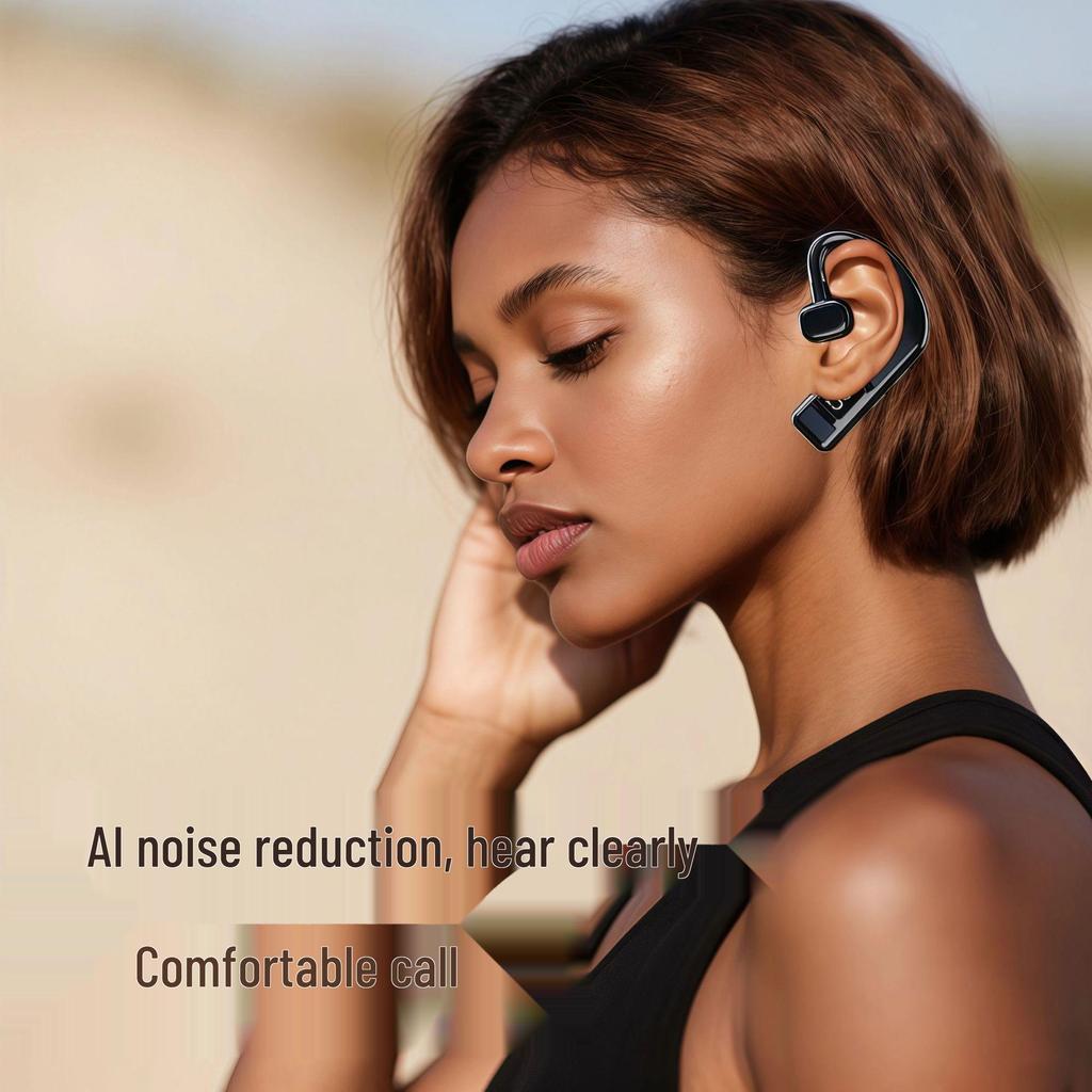 Bluetooth Bone Conduction Ear-hook Headset with Digital Display and Long Battery Life