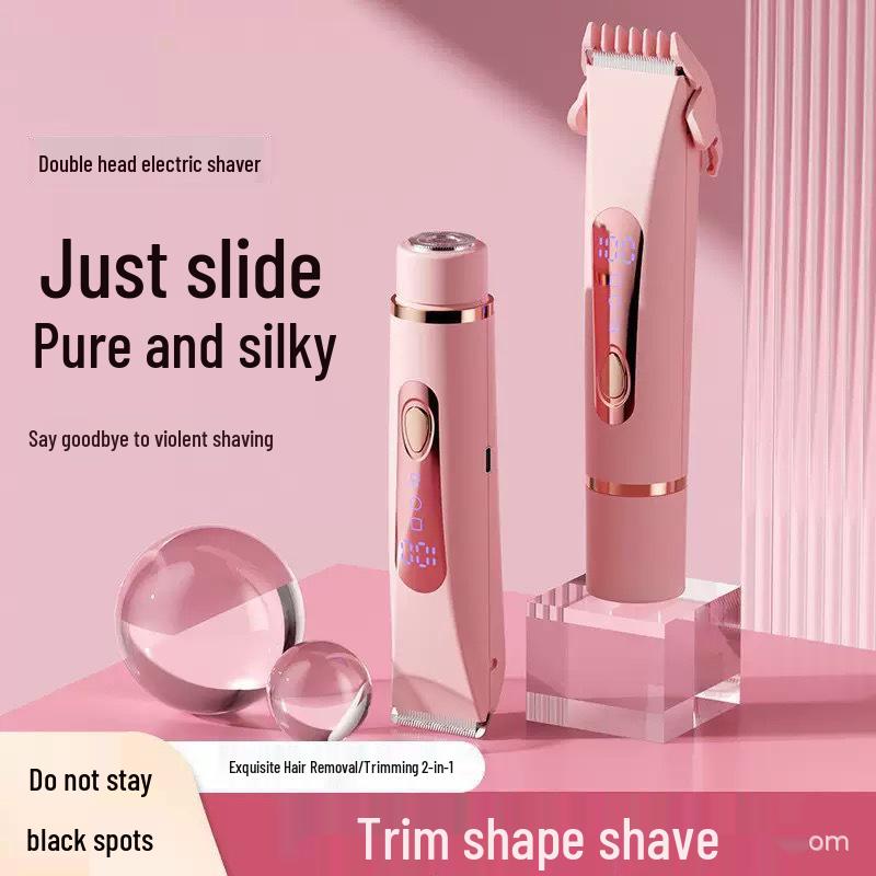 Women s Dual-Head Shaver & Trimmer - Waterproof, Full Body, Wet/Dry Use Epilator. розовый