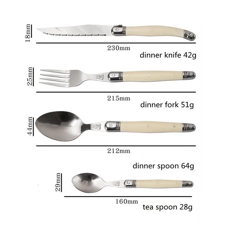 4-6pcs Ivory White Cutlery Set Stainless Steel Laguiole Tableware Elegant Dinner Set Western Knife Fork Spoon Teaspoon Xmas