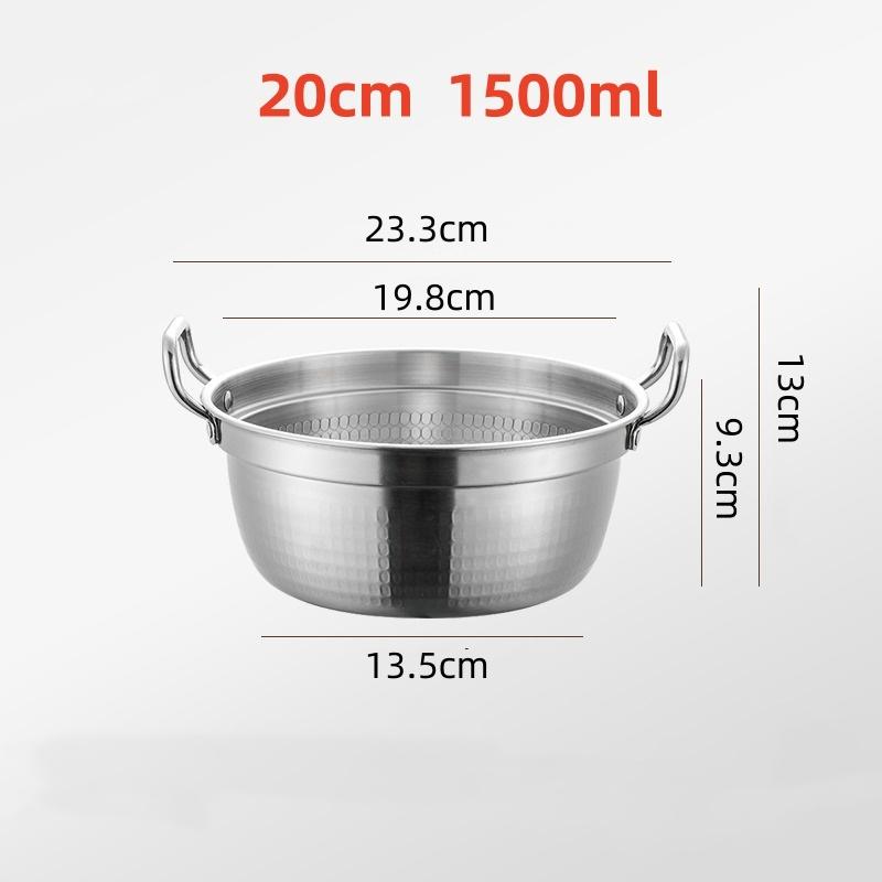 Kitchen Stainless Steel Korean Ramen Pot Double Handle Rust-proof Soup Noodle Small Pot Durable Gold Silver Milk Pot Cuisine