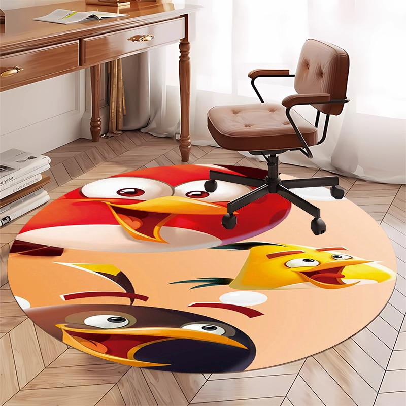 Angry Birds Printed Round Rug Carpet Chair Rug Area Rug Entryway Doormats,for Office Chair Living Room Bedroom Kitchen Room.