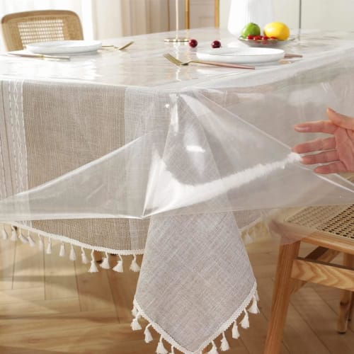 NaturesHome Tablecloth, Table Cover, 0.2mm Thick PVC Transparent Polyethylene, 140x140cm, 140x180cm, 140x220cm, Water-Repellent, Oil-Resistant, Heat-R