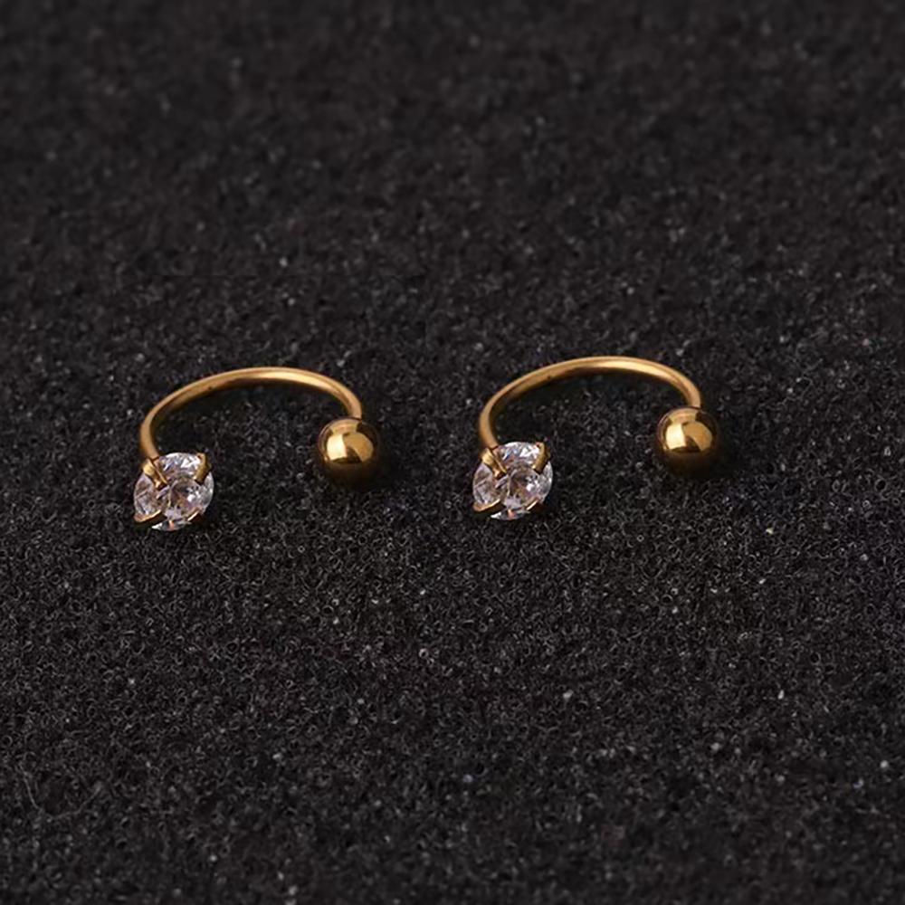 1 Pair Stainless Steel Mini CZ Drop Earring Women Moon Flower Tragus Cartilage Helix Hoop Conch Rook Daith Lobe Piercing Jewelry