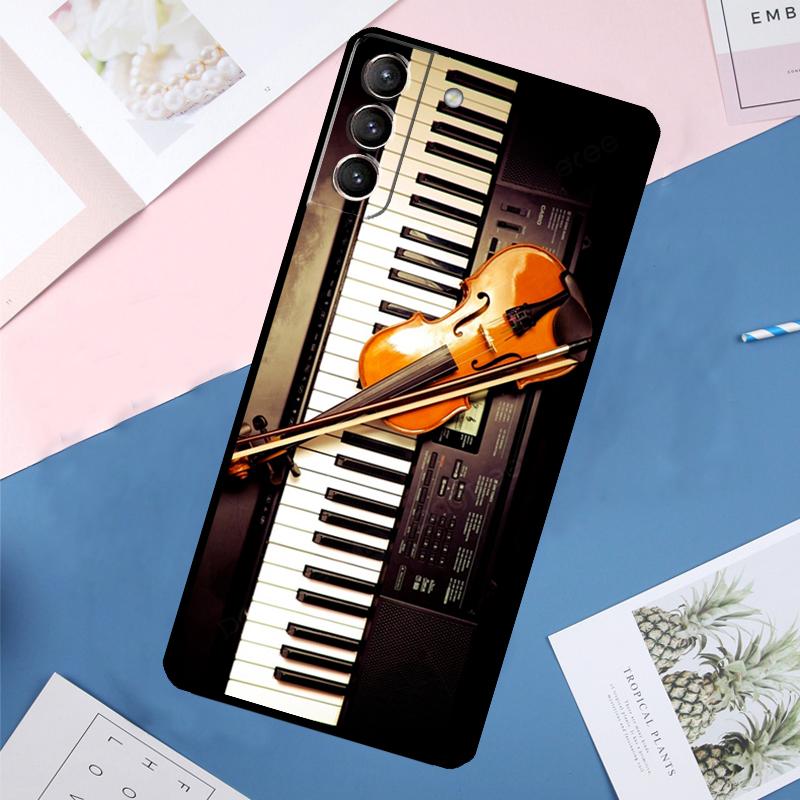 Violin Piano Case For Samsung Galaxy S25 Ultra S24 S23 S22 S21 Ultra S9 S10 Plus S23 FE S25 FE Back Cover