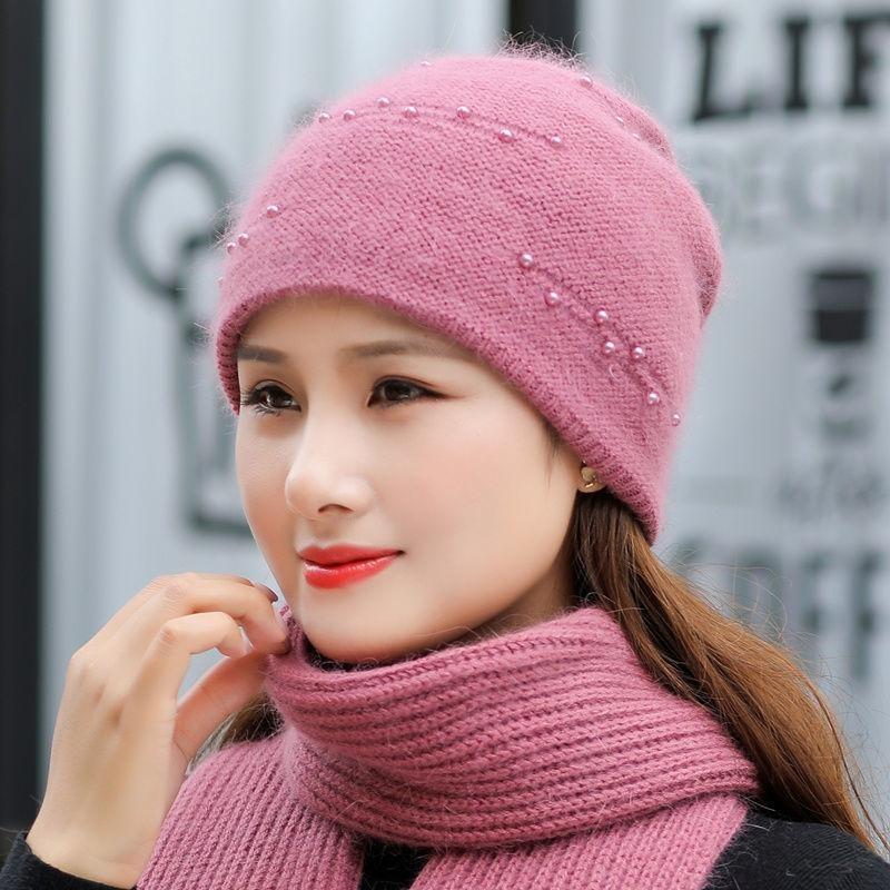 Autumn and Winter Middle-aged and Elderly Rabbit Fur Beret Hats Female Thickened Warm and Cold Earmuffs Baotou Caps