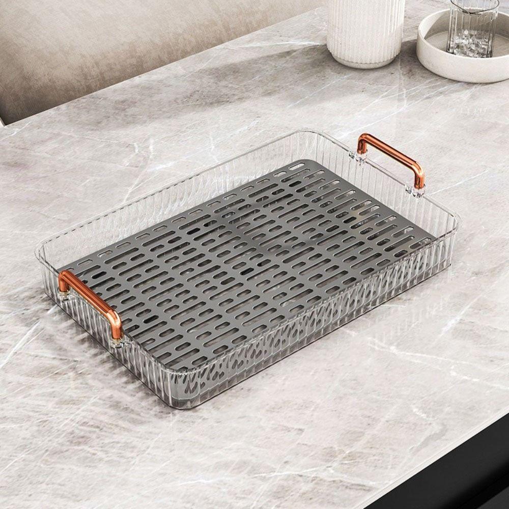 Clear Tableware Storage Tray Double-layer Serving Plate Decorative Drain Tea Tray  Kitchen