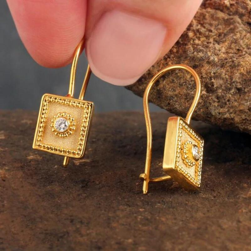 

Ослепительные серьги-подвески из металла золотого цвета, квадратной и круглой геометрической формы, с белым камнем, для женщин, ювелирные изделия