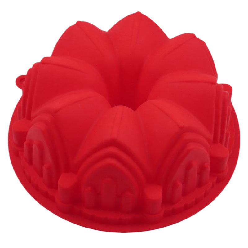 

Crown Castle Cake Silicone Mold 3D Charlotte Baking Pan Round Christmas Wedding Birthday Decoration Tools Kitchen Accessories червоний