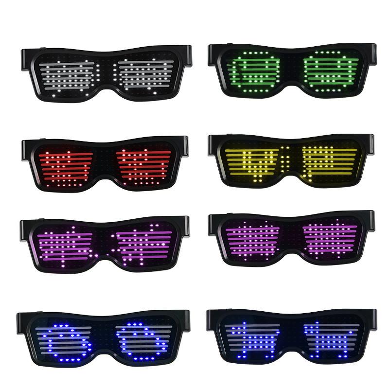 Occhiali Luminosi Bluetooth Prop di Scena per Vestirsi Ricaricabili USB Occhiali Dinamici APP per Festa di Natale Bar