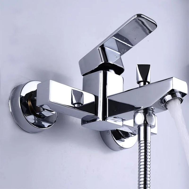Sanlian Bathroom Shower Faucet Square Bathtub Faucet Bathroom Electroplated Copper Faucet Basin