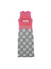As If Cali Mesh Checker Board Dress Black