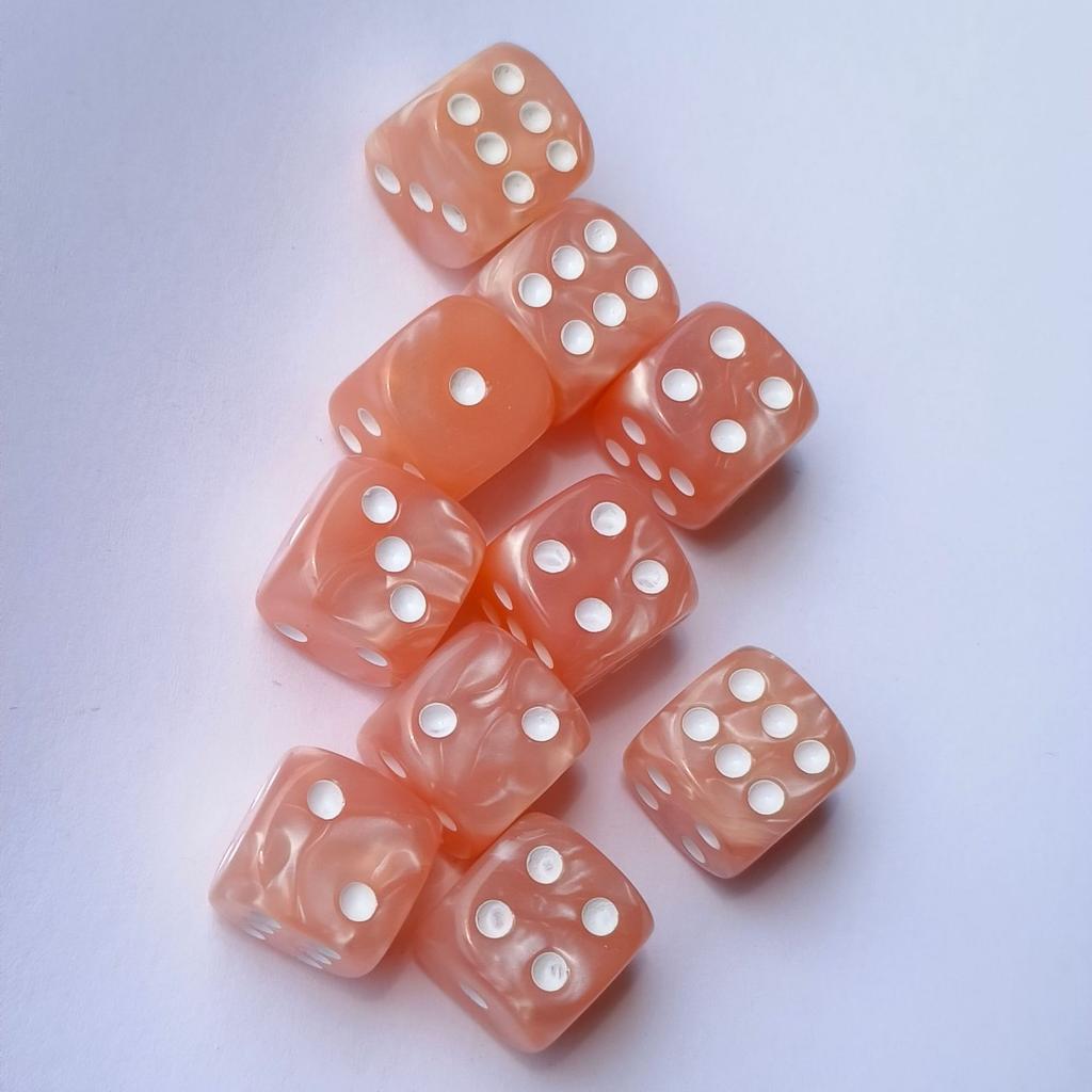 10PCS Set of 12mm Round Pearl Pattern Point Dice Digital Dice Set Rpg COC Dnd Board Game Running Group Entertainment Dice Dnd