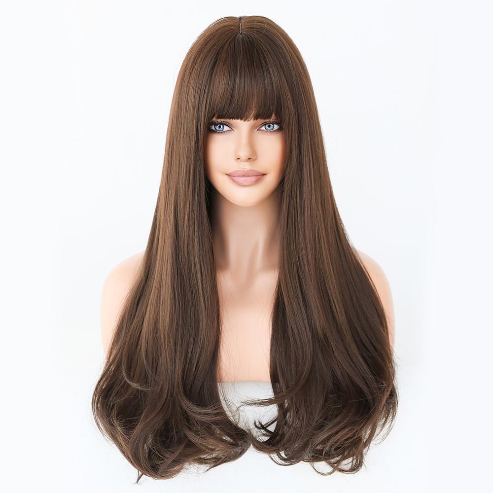 Perucas Sintéticas Longas Cacheadas Loiro com Preto Perucas de Cabelo Natural Partição Central para Mulheres Usar Para Cosplay Diário Lolita Resistente ao Calor