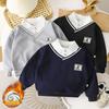 Children's PO Shirt Fleece Warm Splicing Letter Little Girl Top