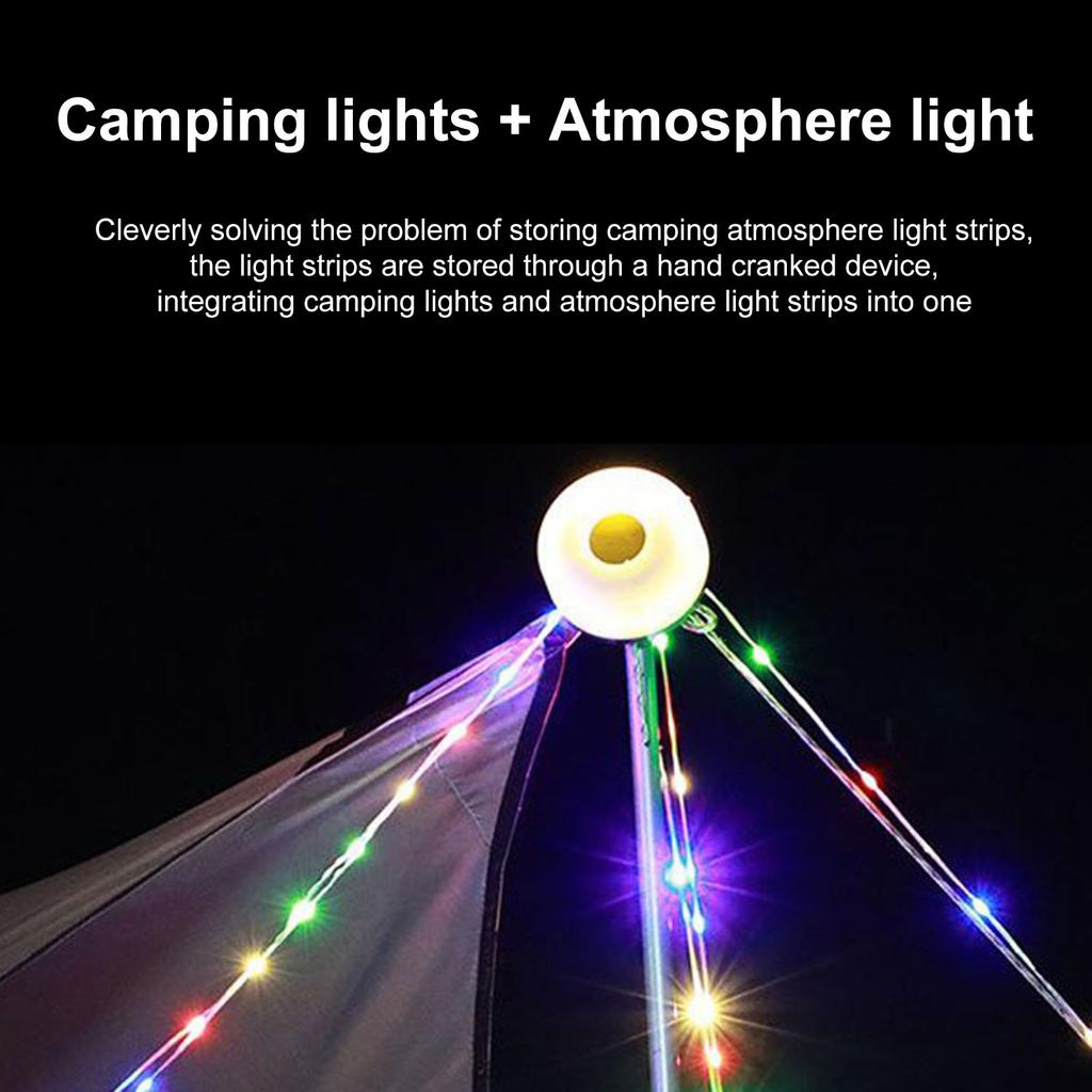 LED-Campingleuchte für den Außenbereich mit Hakenzelt-Ambiente-Lichterkette (8m) Tragbares wiederaufladbares Camp