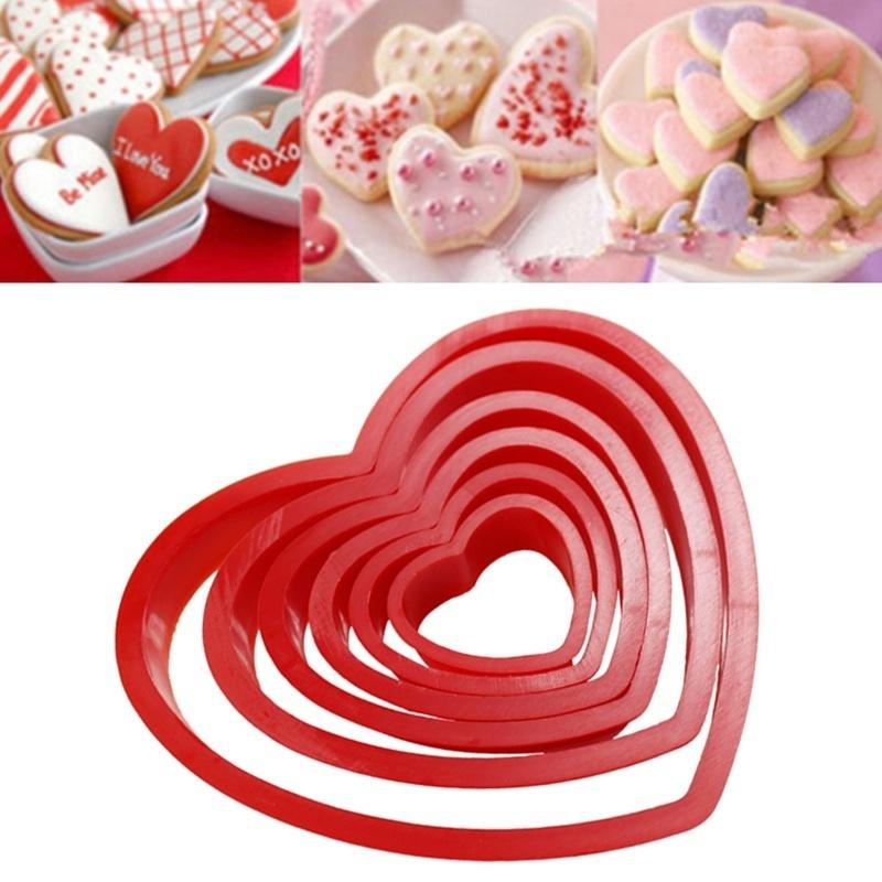 6 ks Srdce Cookie Sušenka Fondant Nářadí na vykrajování dortů Forma na výrobu cukru Sada řemesel