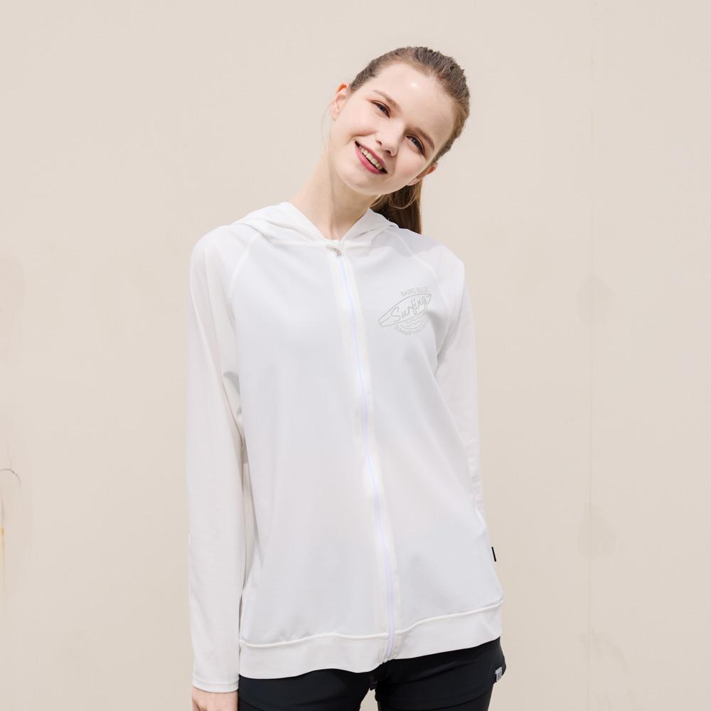 Beijigelleu Adult Semi-Overfit Zip-Up Unisex Essential Long Sleeve Rash Guard Black & White Bem-X919