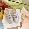 Velcro Word Belt Casual Shoes Ballet Style Women's Shoes Spring and Summer New Beautiful Yellow Shoes