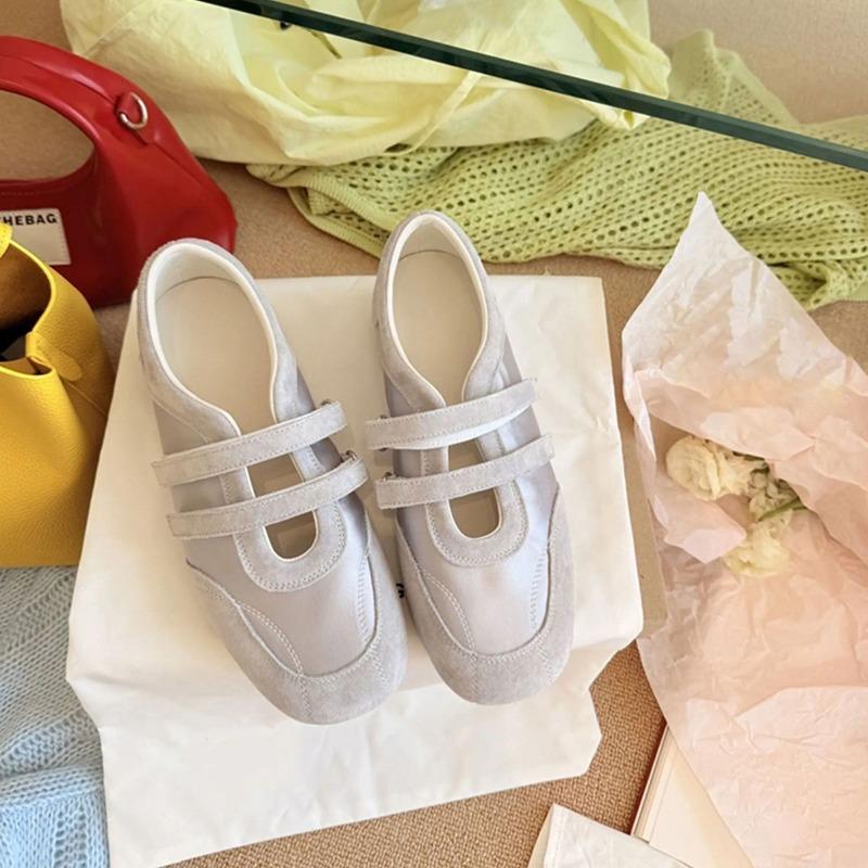 Velcro Word Belt Casual Shoes Ballet Style Women's Shoes Spring and Summer New Beautiful Yellow Shoes