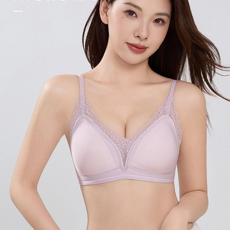 French Triangle Cup Underwear Women's Small Breasts Gathered Thin No Steel Rim Sexy Lace Edge Jelly Strip No