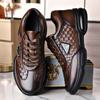 Casual leather shoes men's spring new woven fashion men's shoes men's soft-soled breathable lace-up round head sports casual shoes